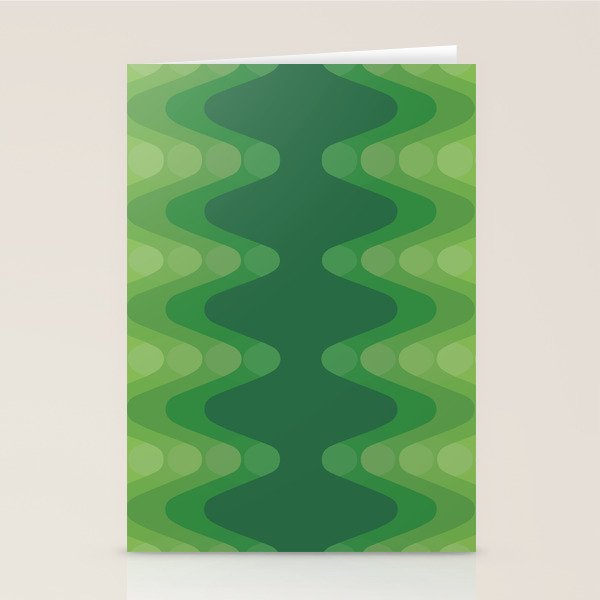 Retro 1970s Style Sonic Wave Pattern 230 Green Stationery Card Gallery Image 1