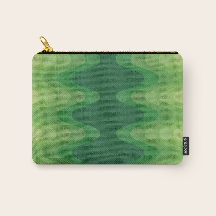 Retro 1970s Style Sonic Wave Pattern 230 Green Carry All Pouch Gallery Image 1