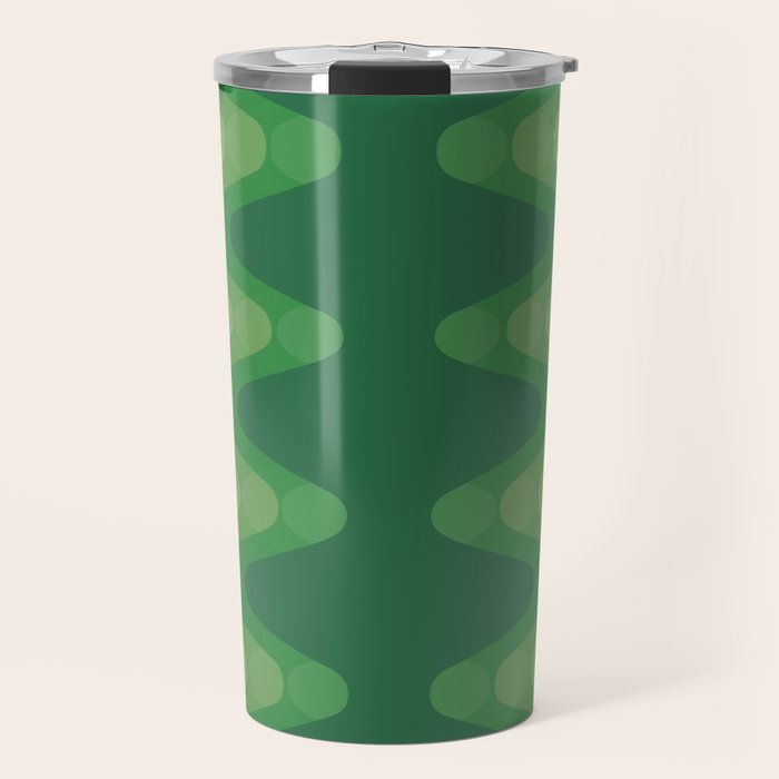 Retro 1970s Style Sonic Wave Pattern 230 Green Travel Mug Gallery Image 1