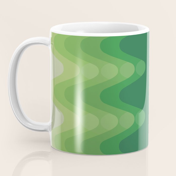 Retro 1970s Style Sonic Wave Pattern 230 Green Coffee Mug Gallery Image 3