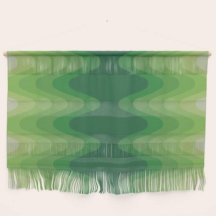 Retro 1970s Style Sonic Wave Pattern 230 Green Wall Hanging Gallery Image 1