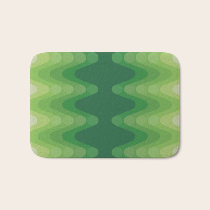 Retro 1970s Style Sonic Wave Pattern 230 Green Bath Mat Gallery Image 1