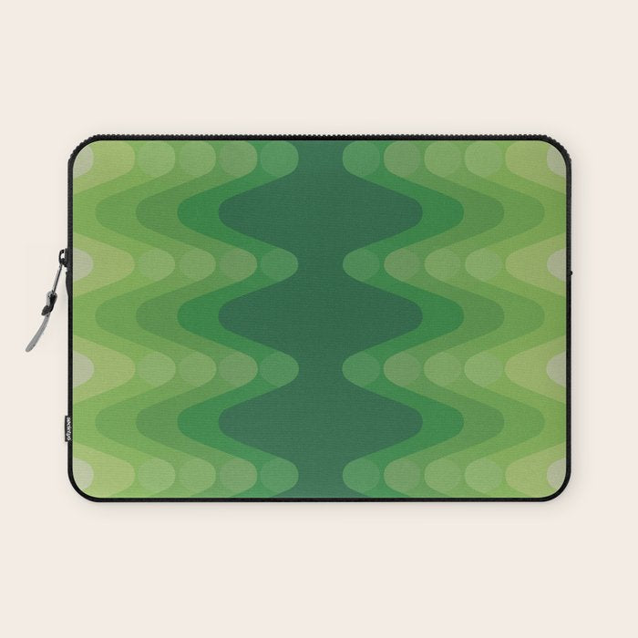 Retro 1970s Style Sonic Wave Pattern 230 Green Laptop Sleeve Gallery Image 1