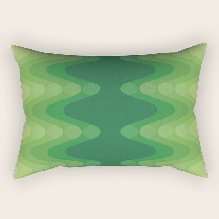 Retro 1970s Style Sonic Wave Pattern 230 Green Rectangular Pillow Gallery Image 1
