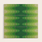 Retro 1970s Style Sonic Wave Pattern 230 Green Wood Wall Art Gallery Image 1