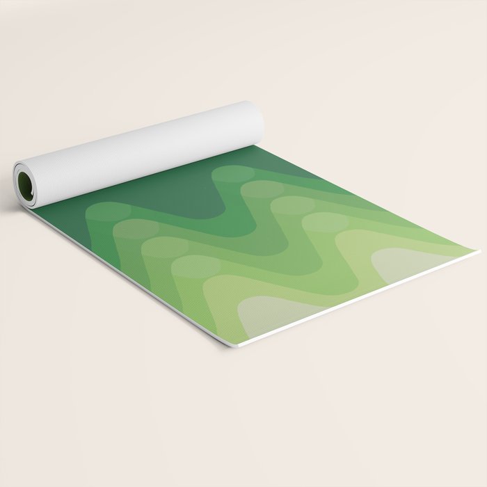 Retro 1970s Style Sonic Wave Pattern 230 Green Yoga Mat Gallery Image 2