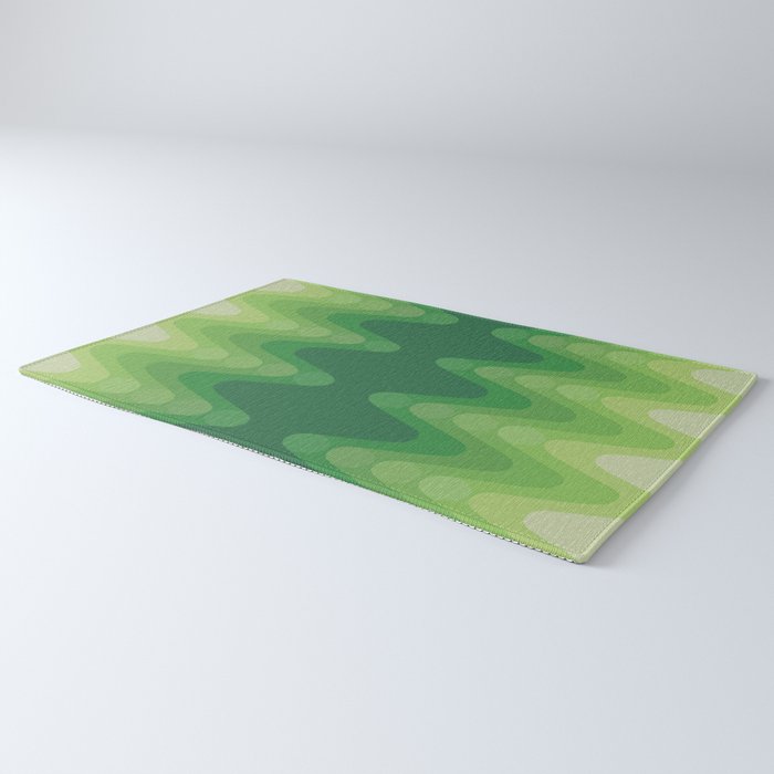 Retro 1970s Style Sonic Wave Pattern 230 Green Rug Gallery Image 3