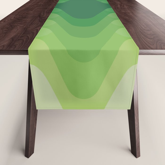 Retro 1970s Style Sonic Wave Pattern 230 Green Table Runner Gallery Image 1