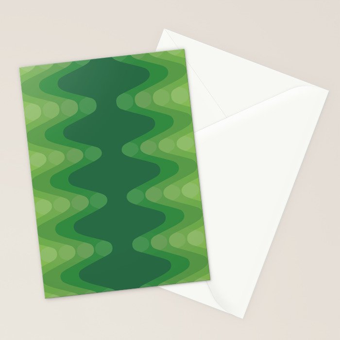 Retro 1970s Style Sonic Wave Pattern 230 Green Stationery Card Gallery Image 2