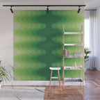 Retro 1970s Style Sonic Wave Pattern 230 Green Wall Mural Gallery Image 1
