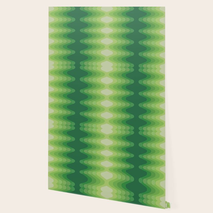 Retro 1970s Style Sonic Wave Pattern 230 Green Wallpaper Gallery Image 2