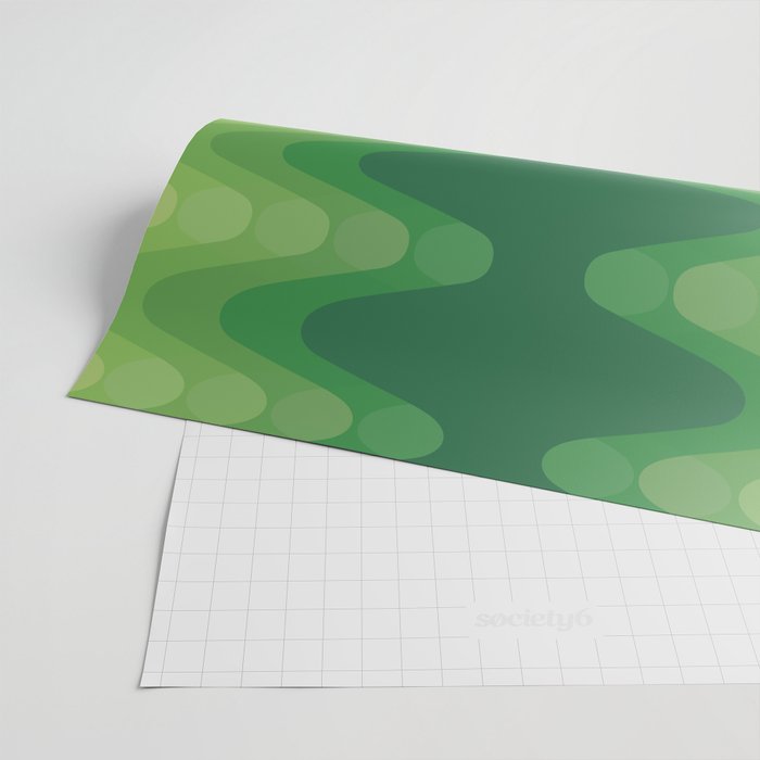 Retro 1970s Style Sonic Wave Pattern 230 Green Wrapping Paper Gallery Image 2