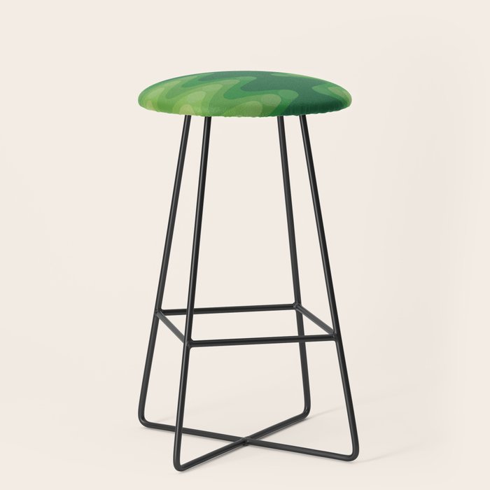 Retro 1970s Style Sonic Wave Pattern 230 Green Stool Gallery Image 1