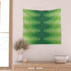 Retro 1970s Style Sonic Wave Pattern 230 Green Wall Tapestry Gallery Image 2