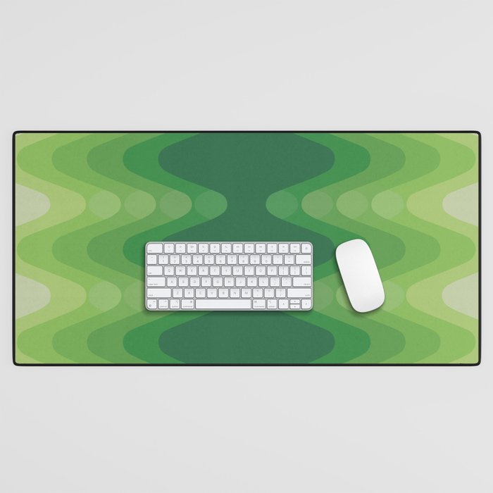 Retro 1970s Style Sonic Wave Pattern 230 Green Desk Mat Gallery Image 1