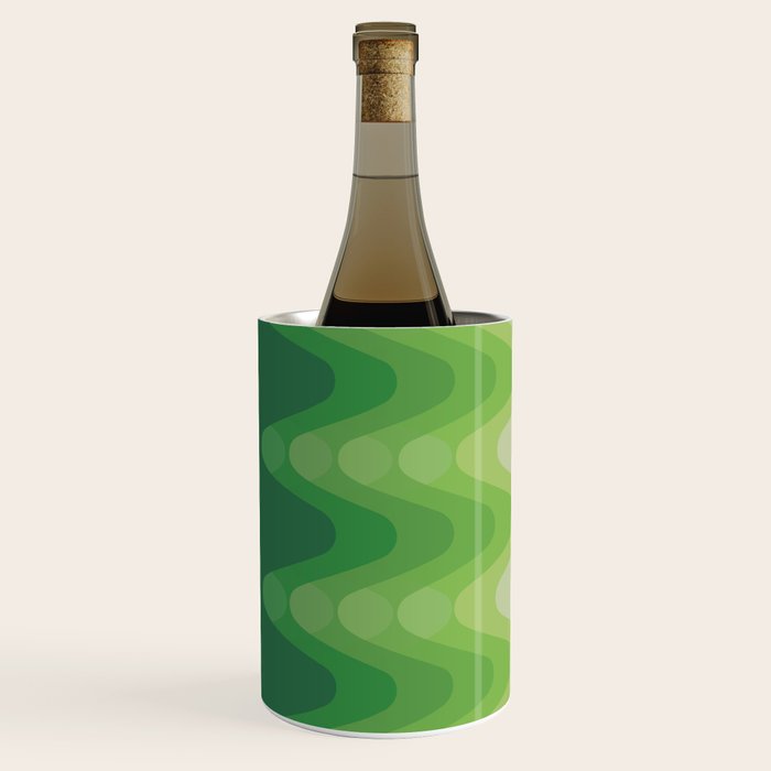Retro 1970s Style Sonic Wave Pattern 230 Green Wine Chiller Gallery Image 3