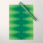 Retro 1970s Style Sonic Wave Pattern 230 Green Wrapping Paper Gallery Image 1