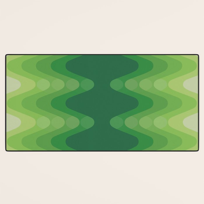 Retro 1970s Style Sonic Wave Pattern 230 Green Desk Mat Gallery Image 3