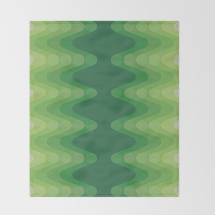 Retro 1970s Style Sonic Wave Pattern 230 Green Throw Blanket Gallery Image 2