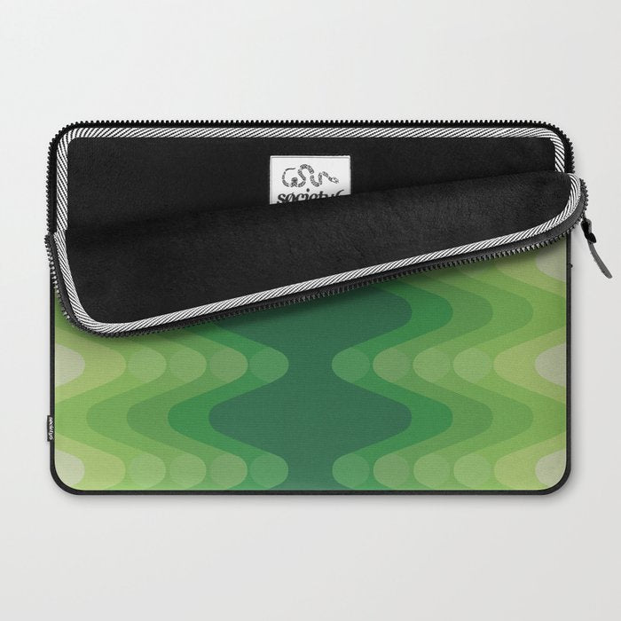 Retro 1970s Style Sonic Wave Pattern 230 Green Laptop Sleeve Gallery Image 2