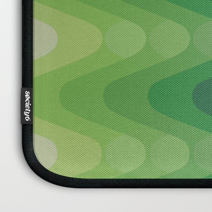 Retro 1970s Style Sonic Wave Pattern 230 Green Laptop Sleeve Gallery Image 3
