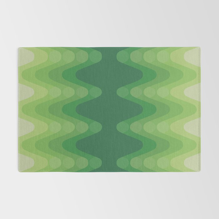 Retro 1970s Style Sonic Wave Pattern 230 Green Rug Gallery Image 2