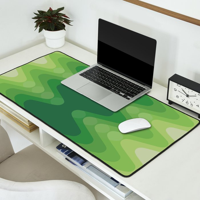 Retro 1970s Style Sonic Wave Pattern 230 Green Desk Mat Gallery Image 2