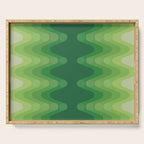 Retro 1970s Style Sonic Wave Pattern 230 Green Serving Tray Gallery Image 1