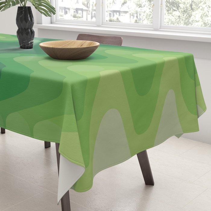 Retro 1970s Style Sonic Wave Pattern 230 Green Tablecloth Gallery Image 3