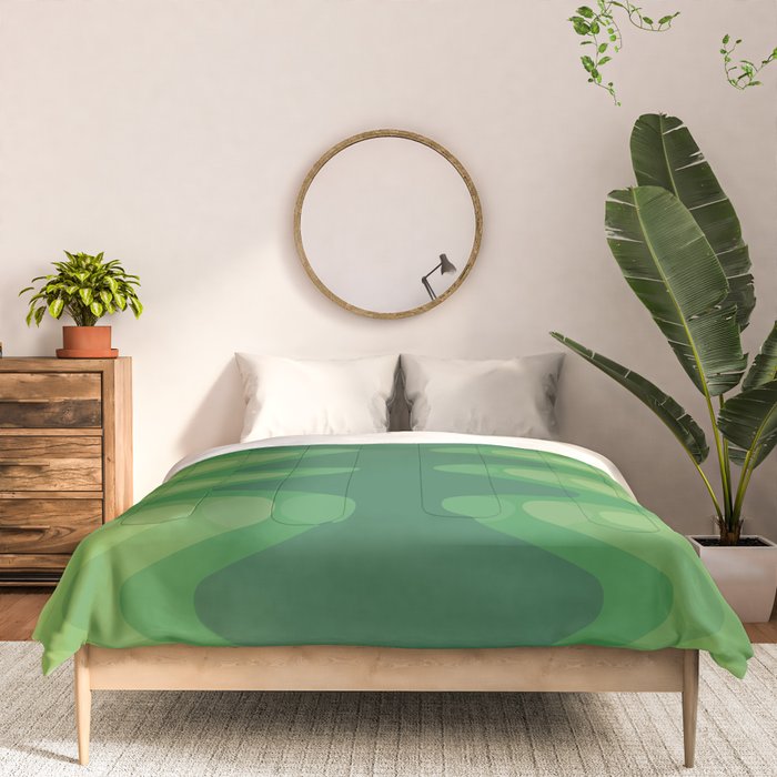 Retro 1970s Style Sonic Wave Pattern 230 Green Comforter Gallery Image 3