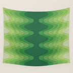 Retro 1970s Style Sonic Wave Pattern 230 Green Wall Tapestry Gallery Image 4
