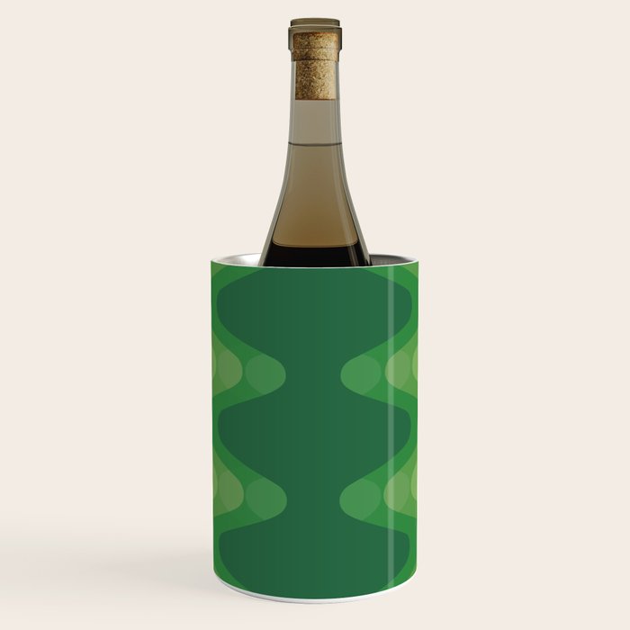 Retro 1970s Style Sonic Wave Pattern 230 Green Wine Chiller Gallery Image 1