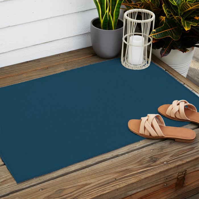 Beautiful Blue Ocean Solid Color Outdoor Rug Gallery Image 2