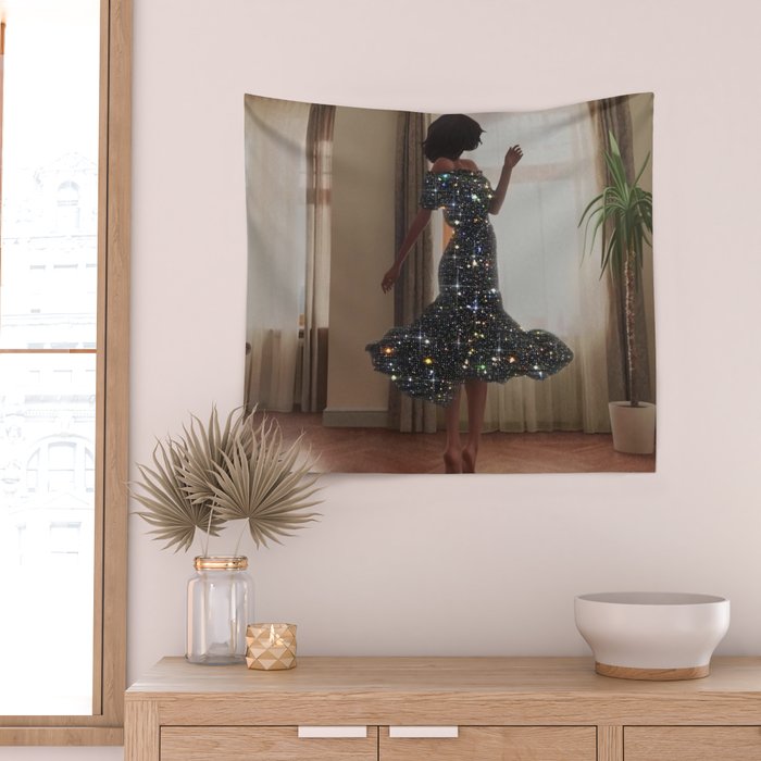 DANCE | happy | collage | dress | sparkle | woman | home | happiness | Weekend | glitter | shine |  Wall Tapestry Gallery Image 2