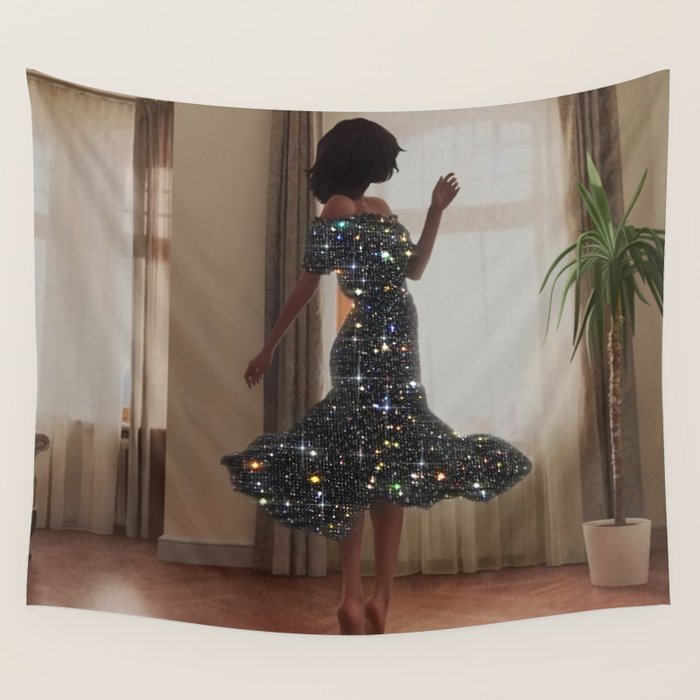 DANCE | happy | collage | dress | sparkle | woman | home | happiness | Weekend | glitter | shine |  Wall Tapestry Gallery Image 4