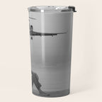 Steady As She Goes IV; aircraft coming in for an island landing black and white photography photographs photograph Travel Mug Gallery Image 2