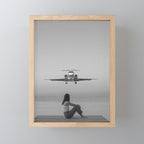 Steady As She Goes IV; aircraft coming in for an island landing black and white photography photographs photograph Mini Art Print Gallery Image 1