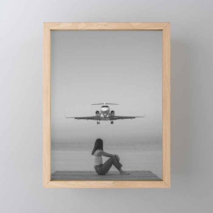 Steady As She Goes IV; aircraft coming in for an island landing black and white photography photographs photograph Mini Art Print Gallery Image 1