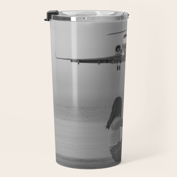 Steady As She Goes IV; aircraft coming in for an island landing black and white photography photographs photograph Travel Mug Gallery Image 3