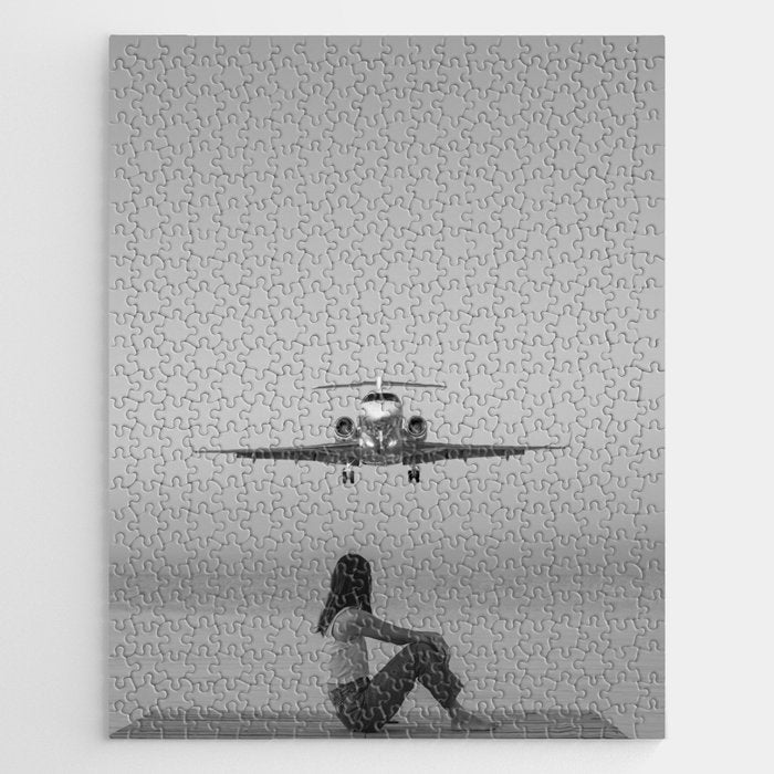 Steady As She Goes IV; aircraft coming in for an island landing black and white photography photographs photograph Jigsaw Puzzle Gallery Image 1