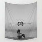 Steady As She Goes IV; aircraft coming in for an island landing black and white photography photographs photograph Wall Tapestry Gallery Image 4
