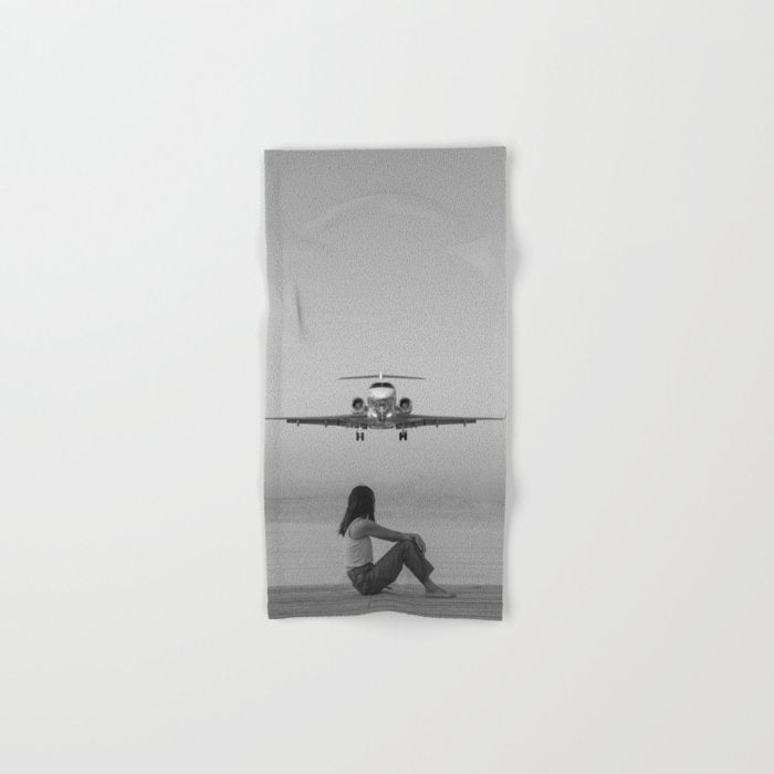 Steady As She Goes IV; aircraft coming in for an island landing black and white photography photographs photograph Bath Towel Gallery Image 1