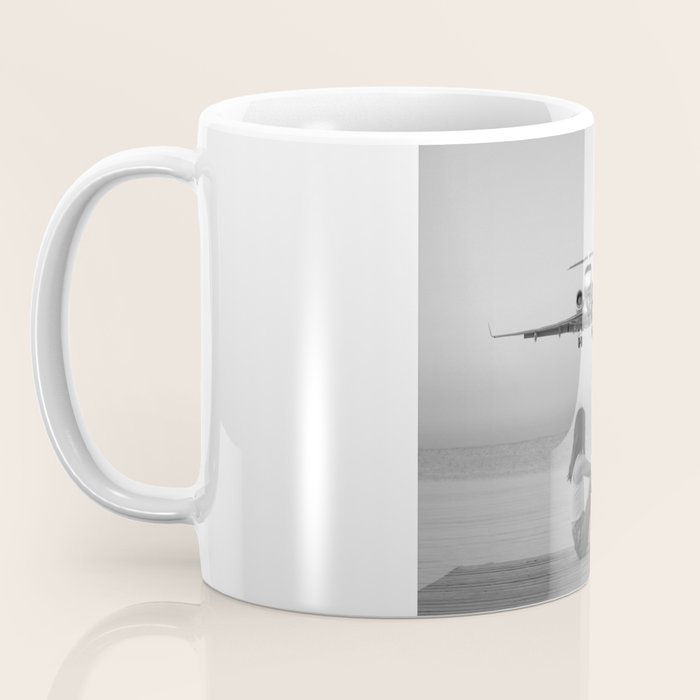 Steady As She Goes IV; aircraft coming in for an island landing black and white photography photographs photograph Coffee Mug Gallery Image 3