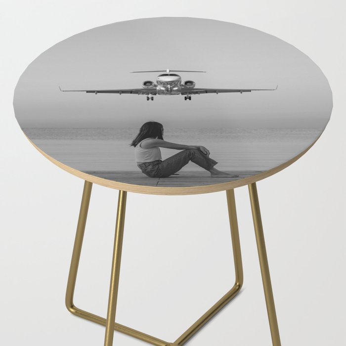 Steady As She Goes IV; aircraft coming in for an island landing black and white photography photographs photograph Side Table Gallery Image 2