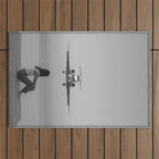 Steady As She Goes IV; aircraft coming in for an island landing black and white photography photographs photograph Outdoor Rug Gallery Image 1