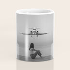 Steady As She Goes IV; aircraft coming in for an island landing black and white photography photographs photograph Coffee Mug Gallery Image 4