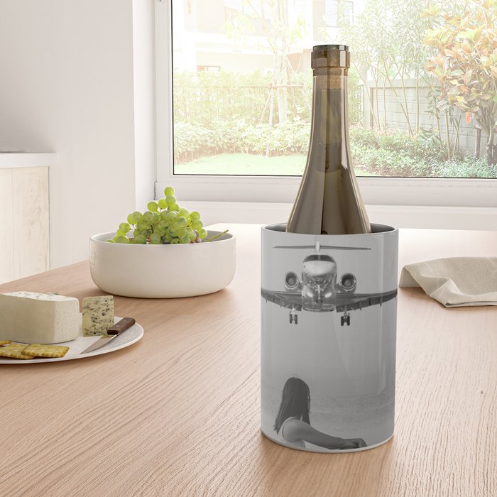 Steady As She Goes IV; aircraft coming in for an island landing black and white photography photographs photograph Wine Chiller Gallery Image 4