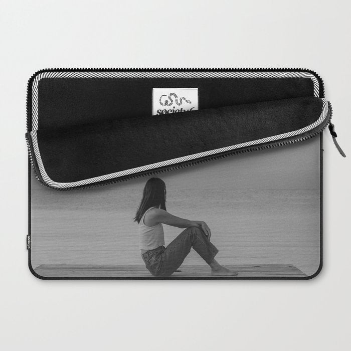 Steady As She Goes IV; aircraft coming in for an island landing black and white photography photographs photograph Laptop Sleeve Gallery Image 2