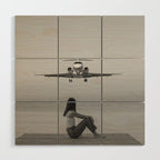 Steady As She Goes IV; aircraft coming in for an island landing black and white photography photographs photograph Wood Wall Art Gallery Image 1