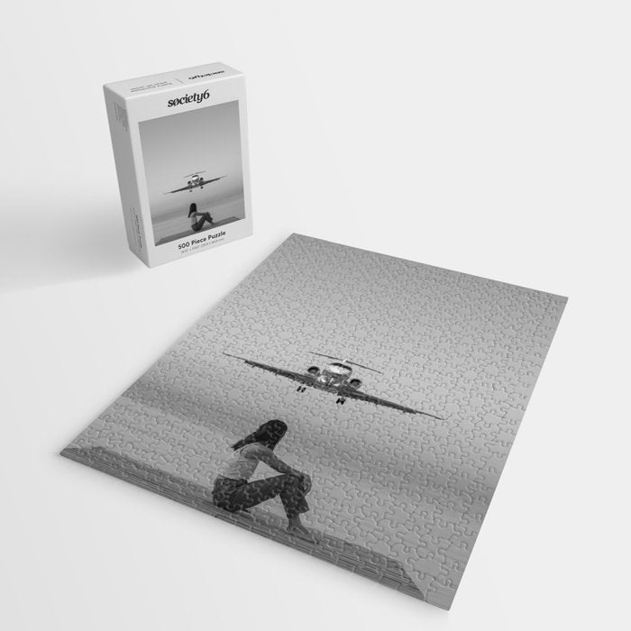 Steady As She Goes IV; aircraft coming in for an island landing black and white photography photographs photograph Jigsaw Puzzle Gallery Image 2